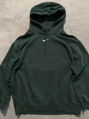 Nike Classic Forest Green Pullover Hoodie with White Swoosh